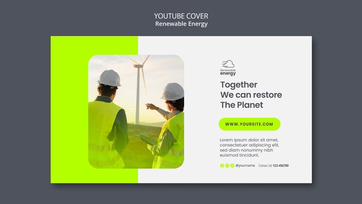 PSD grátis modelo de capa do youtube de energia renovável