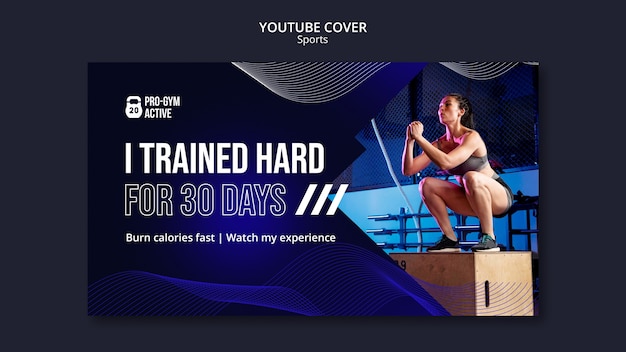 PSD grátis modelo de capa do youtube de esporte e fitness