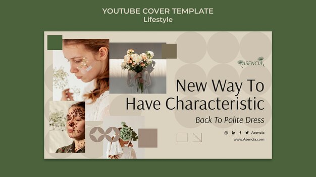 Modelo de capa do youtube de estilo de vida vintage de design plano