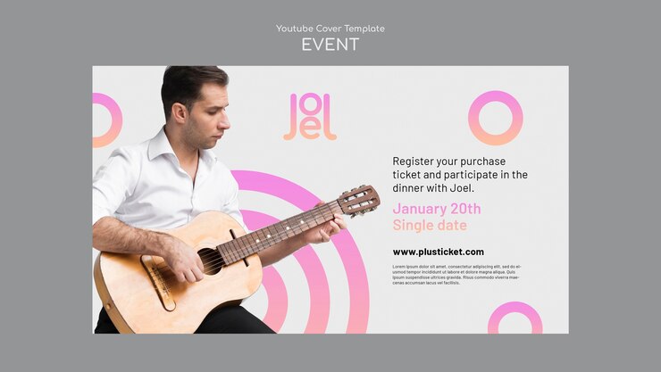 PSD grátis modelo de capa do youtube de evento de música gradiente