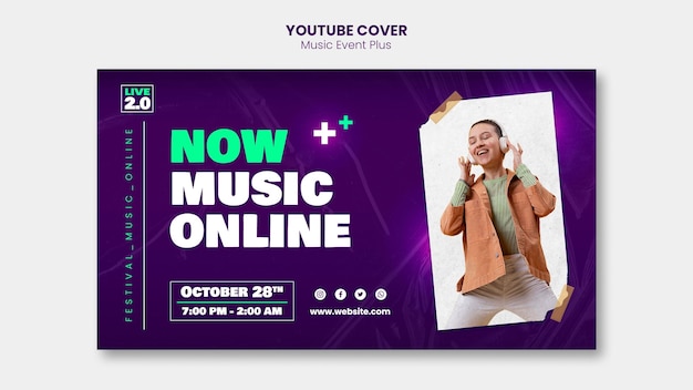 Modelo de capa do youtube de festival de música