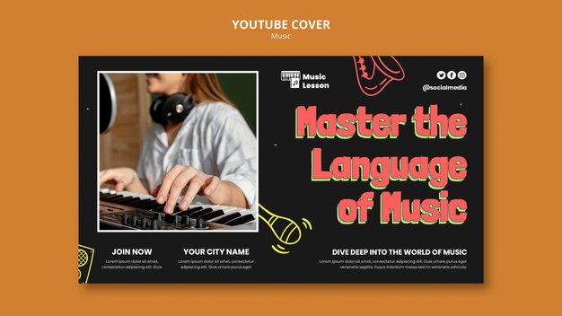 Modelo de capa do youtube de festival de música