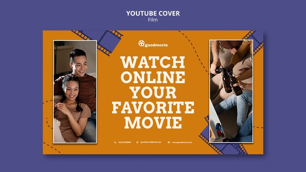 Modelo de capa do youtube de filme e cinema
