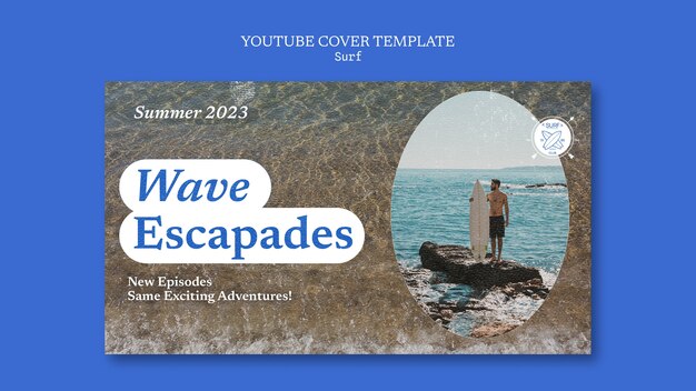 Modelo de capa do youtube de hobby de surf