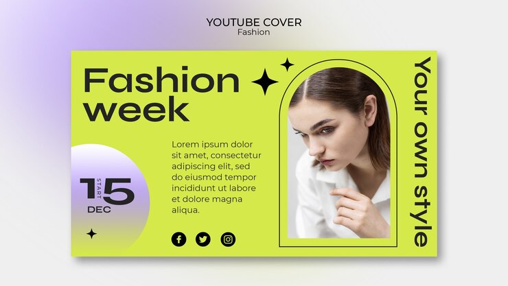 PSD grátis modelo de capa do youtube de moda gradiente