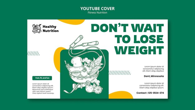 Modelo de capa do youtube de nutrição fitness