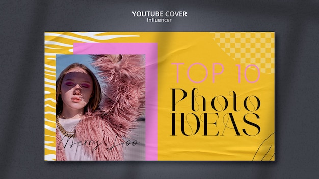 Modelo de capa do youtube de trabalho de influenciador