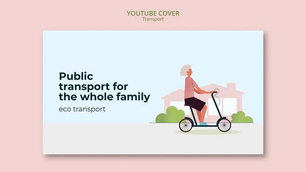 Modelo de capa do youtube de transporte ecológico e ecológico