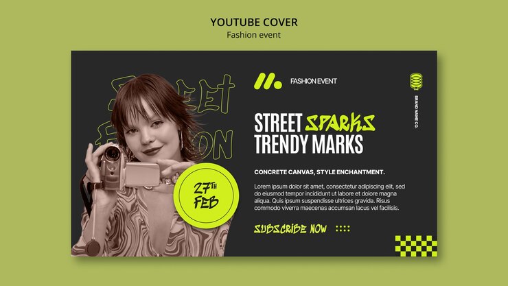 PSD grátis modelo de capa do youtube de um evento de moda de design plano