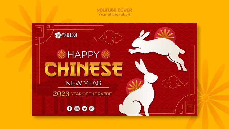 PSD grátis modelo de capa do youtube do ano novo chinês