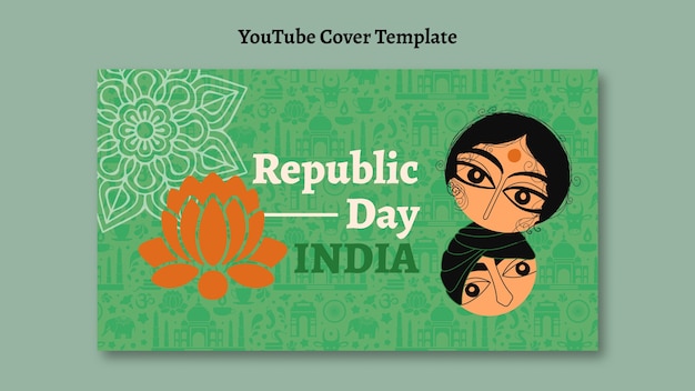 PSD grátis modelo de capa do youtube do dia da república da índia