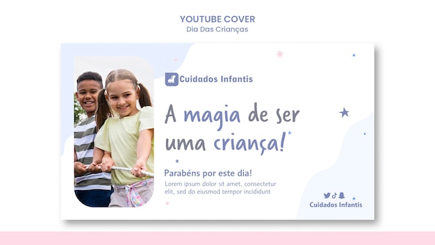 Modelo de capa do youtube do dia das crianças brasileiras