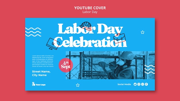 Modelo de capa do youtube do dia do trabalho