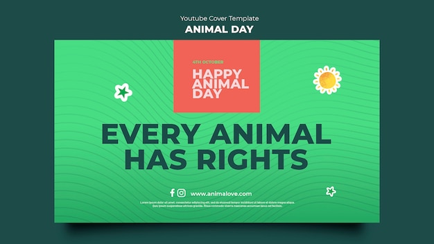 PSD grátis modelo de capa do youtube do dia dos animais