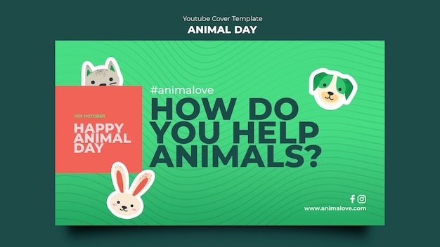 Modelo de capa do youtube do dia dos animais