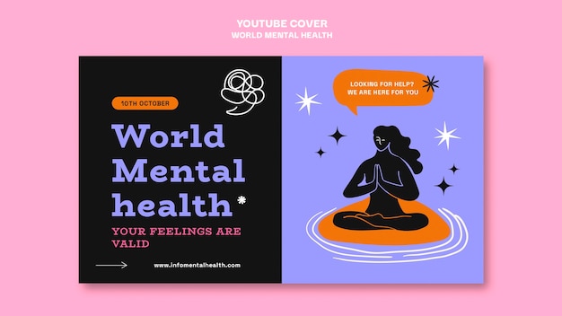 Modelo de capa do youtube do dia mundial da saúde mental