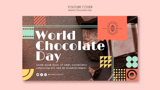 PSD grátis modelo de capa do youtube do dia mundial do chocolate