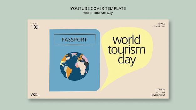 PSD grátis modelo de capa do youtube do dia mundial do turismo