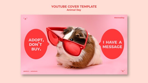 Modelo de capa do youtube do dia mundial dos animais com cachorro