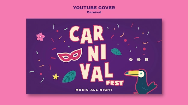 Modelo de capa do youtube do festival de carnaval