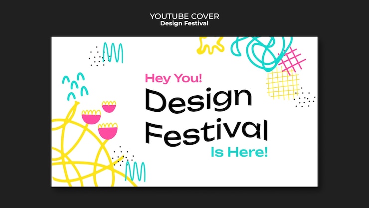 PSD grátis modelo de capa do youtube do festival de design