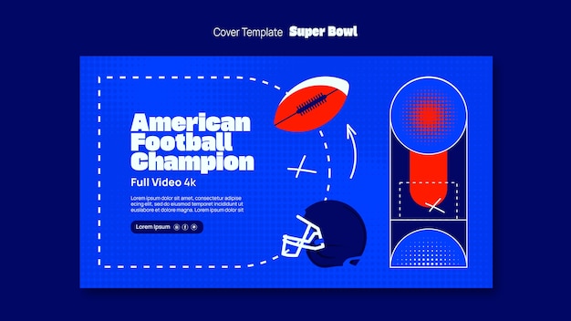 PSD grátis modelo de capa do youtube do super bowl de design plano