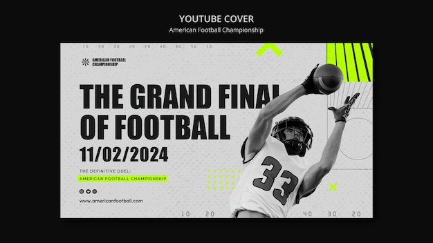 PSD grátis modelo de capa do youtube do super bowl de design plano