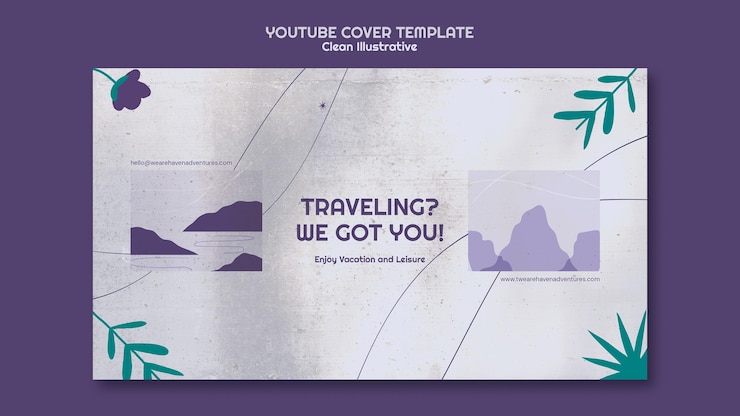 PSD grátis modelo de capa do youtube ilustrativo e limpo
