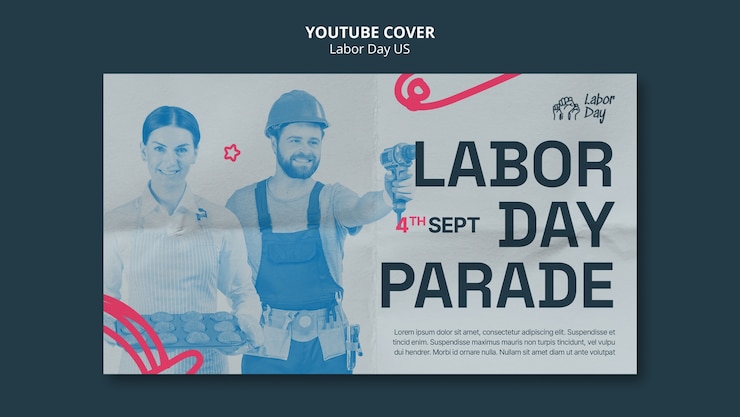 PSD grátis modelo de capa do youtube para a celebração do dia do trabalho
