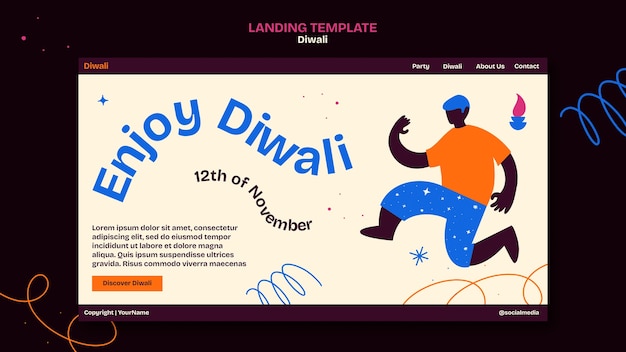 Modelo de capa do youtube para a celebração do diwali