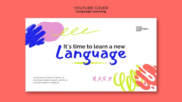 Modelo de capa do youtube para aprendizado de idiomas