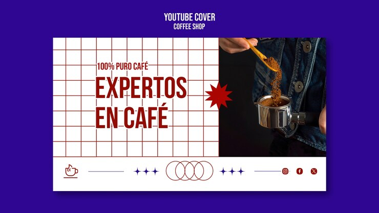 PSD grátis modelo de capa do youtube para cafeteria