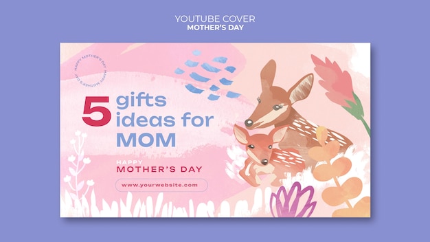 PSD grátis modelo de capa do youtube para celebração do dia das mães