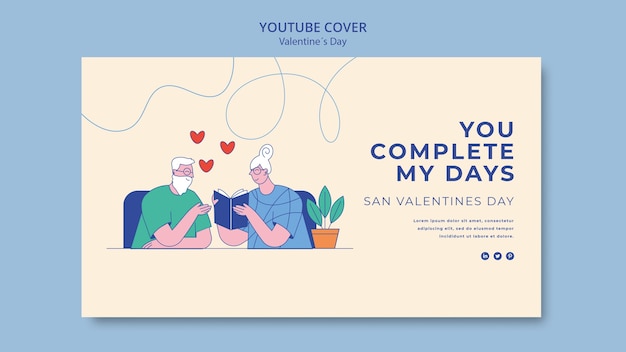 PSD grátis modelo de capa do youtube para celebração do dia dos namorados
