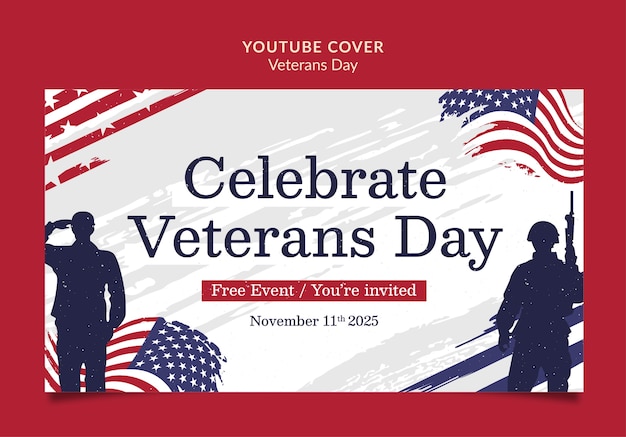 Modelo de capa do youtube para celebração do Dia dos Veteranos