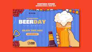 PSD grátis modelo de capa do youtube para celebração do dia internacional da cerveja