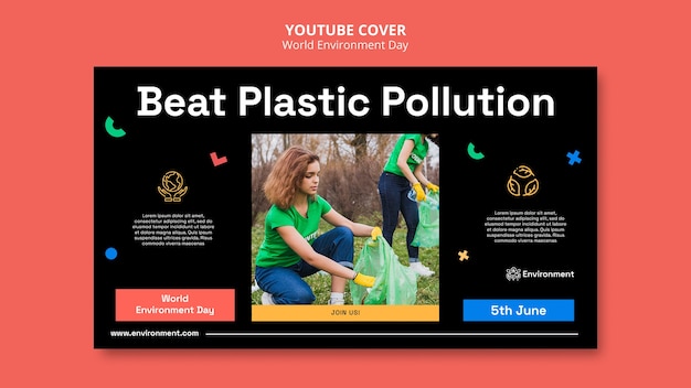 PSD grátis modelo de capa do youtube para celebração do dia mundial do meio ambiente