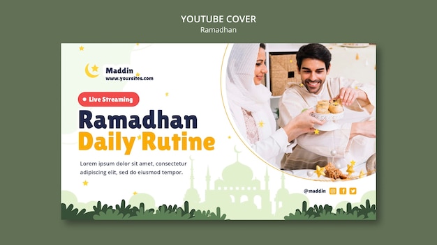 Modelo de capa do youtube para celebração do ramadã