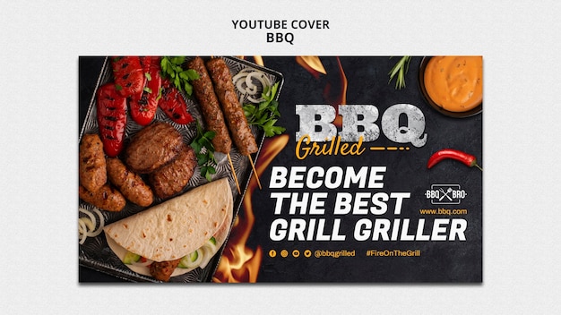 PSD grátis modelo de capa do youtube para churrasco delicioso