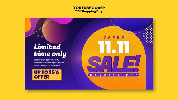 Modelo de capa do youtube para comemoração do dia de compras