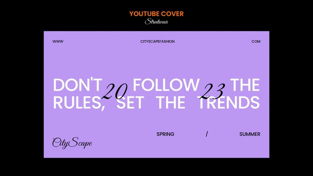 Modelo de capa do Youtube para compras de moda streetwear