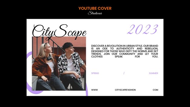 Modelo de capa do Youtube para compras de moda streetwear