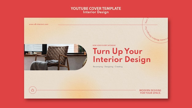 PSD grátis modelo de capa do youtube para design de interiores