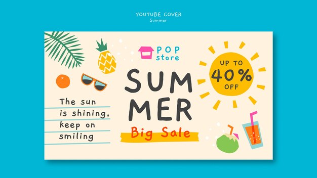 Modelo de capa do youtube para férias de verão