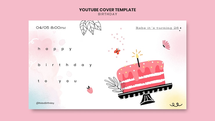 PSD grátis modelo de capa do youtube para festa de aniversário