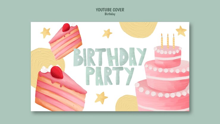 PSD grátis modelo de capa do youtube para festa de aniversário