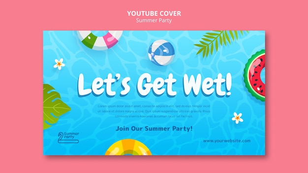 PSD grátis modelo de capa do youtube para festa de verão