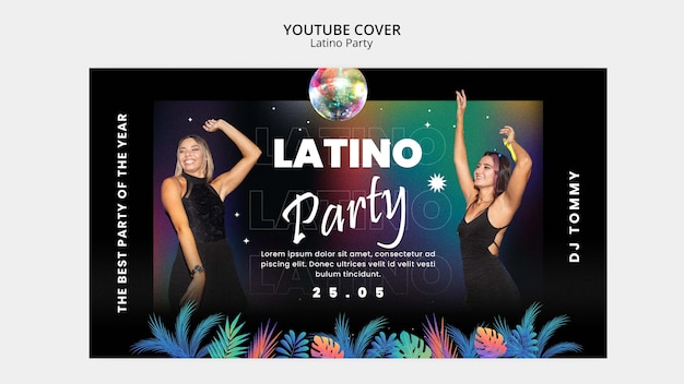 PSD grátis modelo de capa do youtube para festas latinas