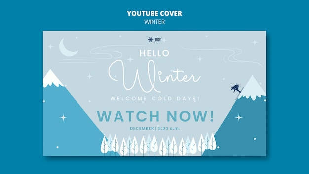PSD grátis modelo de capa do youtube para temporada de inverno