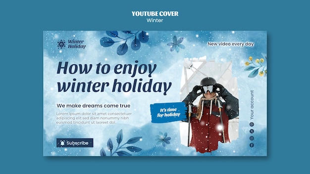 PSD grátis modelo de capa do youtube para temporada de inverno